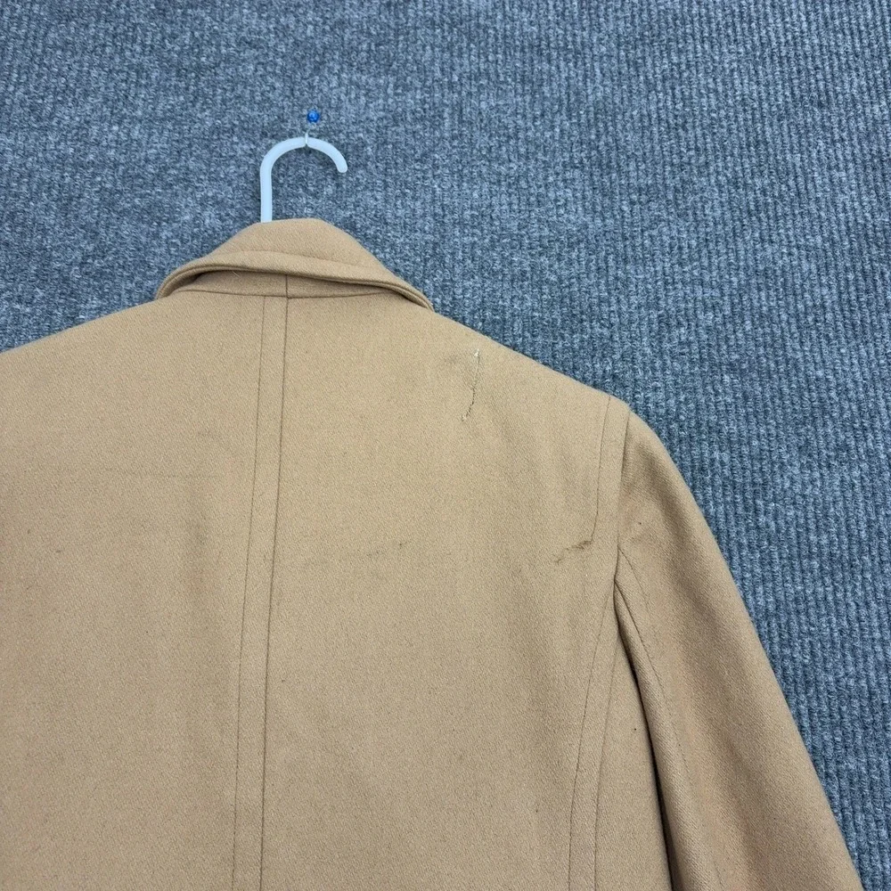 J Crew Pea Coat Womens S Tan Wool Blend Double Breasted Classic Outerwear - Picture 8 of 9